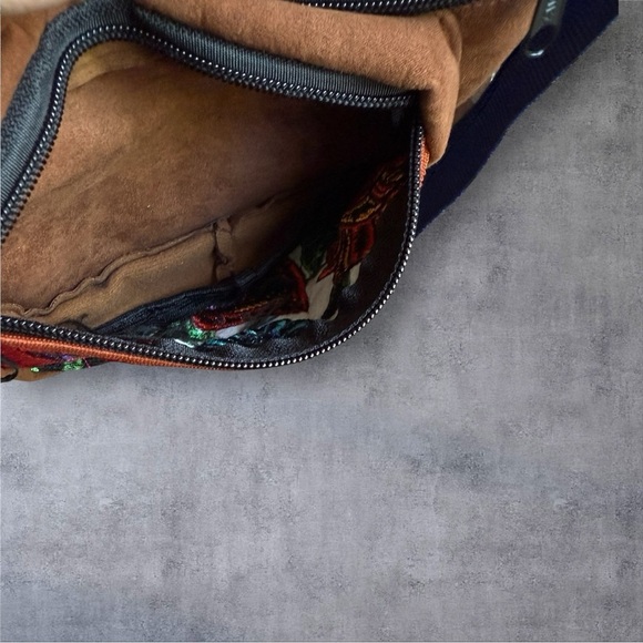 Boho Suede Fanny Pack with Colorful Floral Embroidery - Picture 5 of 5